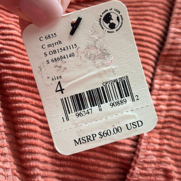 Free People Ray Corduroy Mini Skirt NWT Button Front Rust Orange/Brown Sz 4 C173 - Picture 7 of 11